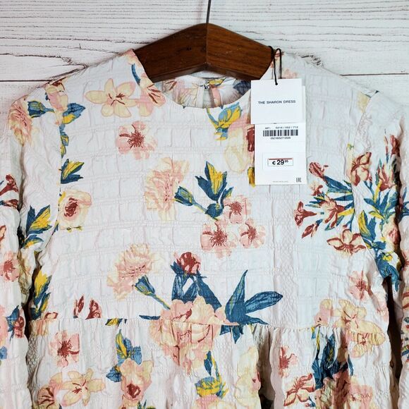 Zara The Sharon Multicolored Floral Print Textured Tiered Babydoll Dress Sm NWT - Picture 3 of 8